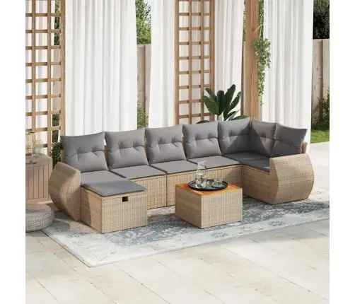 8-Osaline Aiadiivani Komplekt Patjadega, Beež, Polürotang