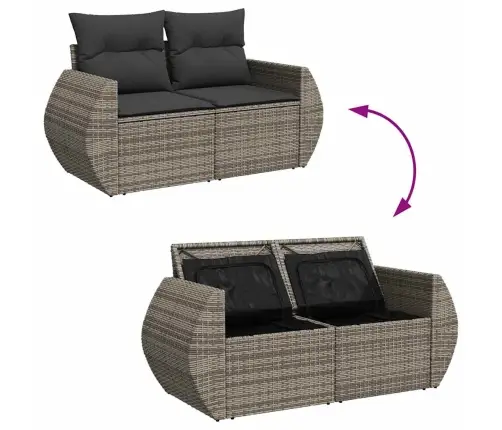 8-Daļīgs Dārza Dīvāna Komplekts Ar Matračiem, Pelēks Pe Pinums Vidaxl