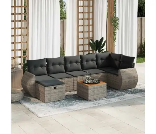 8-Daļīgs Dārza Dīvāna Komplekts Ar Matračiem, Pelēks Pe Pinums Vidaxl