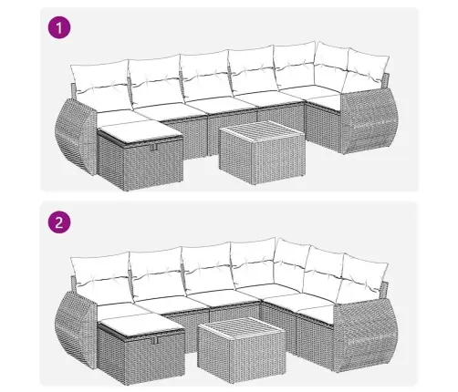 Sodo Komplektas Su Pagalvėlėmis, 8 Dalių, Pilkas, Poliratanas