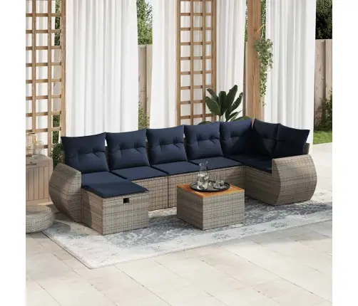 Sodo Komplektas Su Pagalvėlėmis, 8 Dalių, Pilkas, Poliratanas