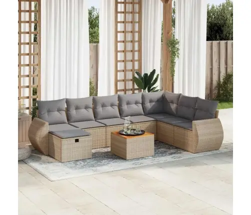 9-Osaline Aiadiivani Komplekt Patjadega, Beež, Polürotang