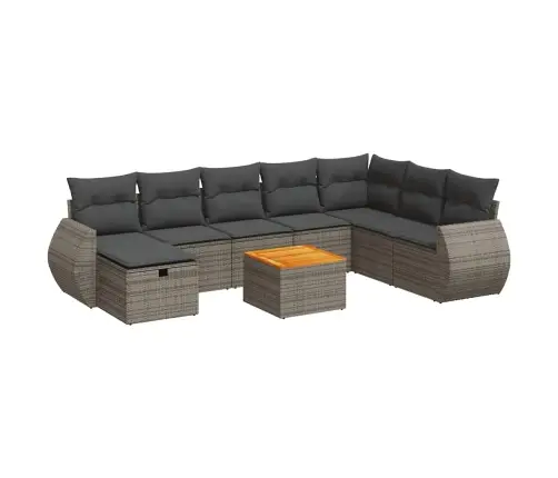 9-Daļīgs Dārza Dīvāna Komplekts Ar Matračiem, Pelēks Pe Pinums Vidaxl