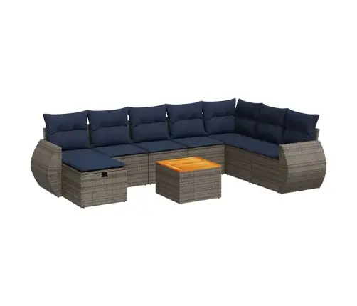 Sofos Komplektas Su Pagalvėlėmis, 9 Dalių, Pilkas, Poliratanas