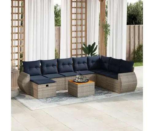 Sofos Komplektas Su Pagalvėlėmis, 9 Dalių, Pilkas, Poliratanas