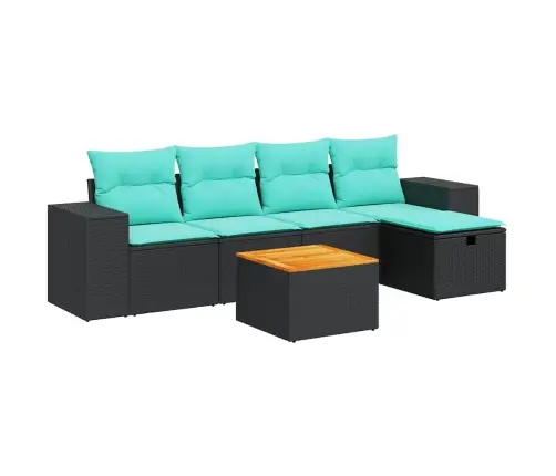 6-Daļīgs Dārza Dīvāna Komplekts, Matrači, Melna Pe Rotanpalma Vidaxl