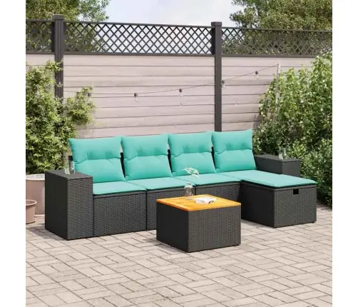 6-Daļīgs Dārza Dīvāna Komplekts, Matrači, Melna Pe Rotanpalma Vidaxl