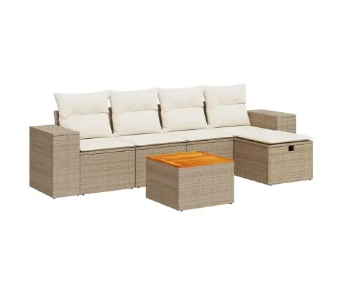 6-Daļīgs Dārza Dīvāna Komplekts, Matrači, Bēša Pe Rotangpalma Vidaxl