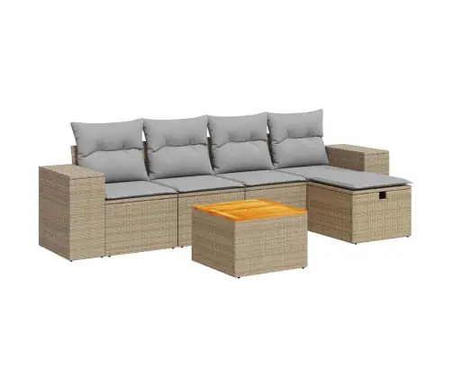 Sofos Komplektas Su Pagalvėlėmis, 6 Dalių, Smėlio, Poliratanas