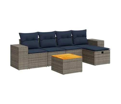 6-Daļīgs Dārza Dīvāna Komplekts Ar Matračiem, Pelēks Pe Pinums Vidaxl