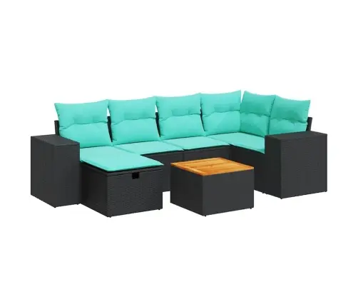 7-Daļīgs Dārza Dīvāna Komplekts Ar Matračiem, Melna Pe Vidaxl