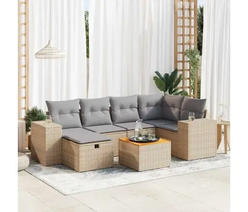 7-Osaline Aiadiivani Komplekt Patjadega, Beež, Polürotang