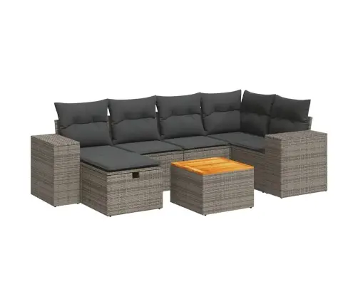 7-Daļīgs Dārza Dīvāna Komplekts, Matrači, Pelēka Pe Rotangpalma Vidaxl