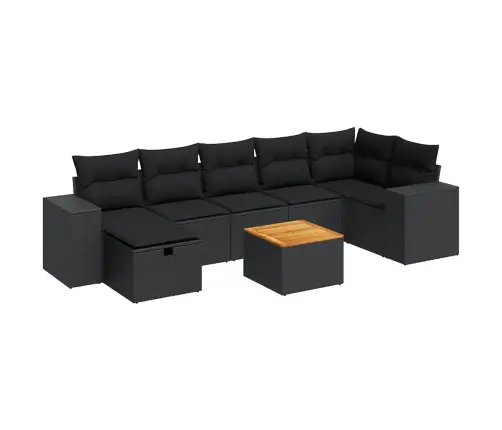 8-Daļīgs Dārza Dīvāna Komplekts, Matrači, Melna Pe Rotangpalma Vidaxl