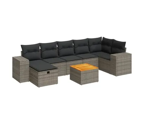 8-Daļīgs Dārza Dīvāna Komplekts Ar Matračiem, Pelēks Pe Pinums Vidaxl