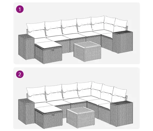 Sodo Komplektas Su Pagalvėlėmis, 8 Dalių, Pilkas, Poliratanas