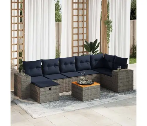 Sodo Komplektas Su Pagalvėlėmis, 8 Dalių, Pilkas, Poliratanas