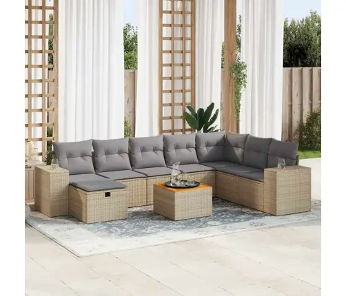 9-Osaline Aiadiivani Komplekt Patjadega, Beež, Polürotang