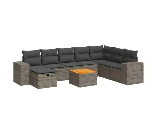 Sofos Komplektas Su Pagalvėlėmis, 9 Dalių, Pilkas, Poliratanas