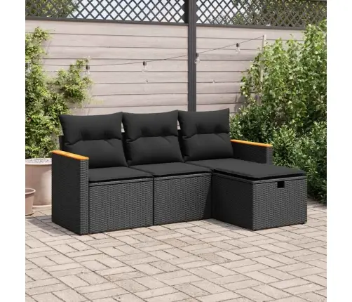 4-Daļīgs Dārza Dīvāna Komplekts Ar Matračiem, Pe Rotangpalma Vidaxl