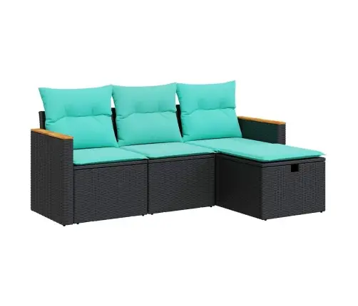 4-Daļīgs Dārza Dīvāna Komplekts Ar Matračiem, Pe Rotangpalma Vidaxl