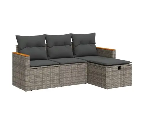 4-Daļīgs Dārza Dīvāna Komplekts Ar Matračiem, Pelēks Pe Pinums Vidaxl