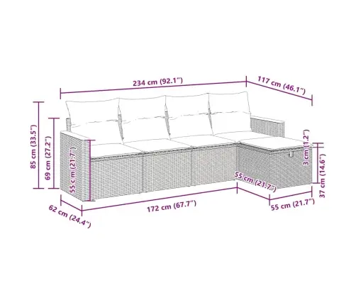 Sodo Komplektas Su Pagalvėlėmis, 5 Dalių, Juodas, Poliratanas