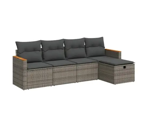 Sofos Komplektas Su Pagalvėlėmis, 5 Dalių, Pilkas, Poliratanas