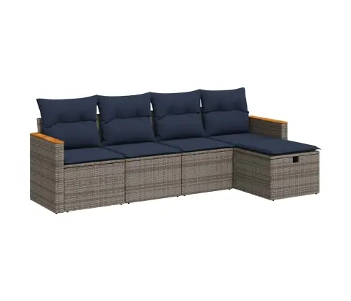 5-Daļīgs Dārza Dīvāna Komplekts Ar Matračiem, Pelēks Pe Pinums Vidaxl