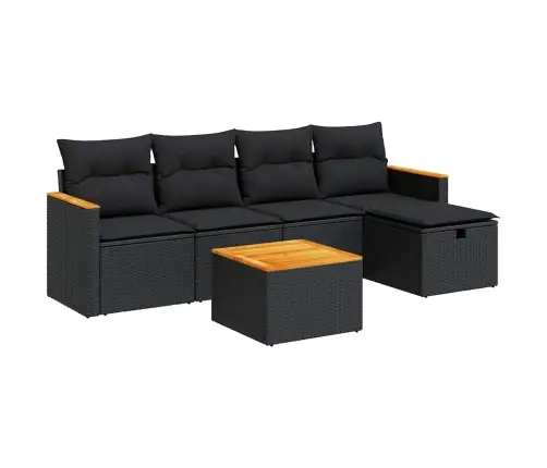 6-Daļīgs Dārza Dīvāna Komplekts, Matrači, Melna Pe Rotanpalma Vidaxl