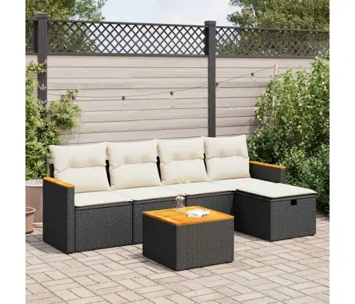 6-Daļīgs Dārza Dīvāna Komplekts, Matrači, Melna Pe Rotanpalma Vidaxl