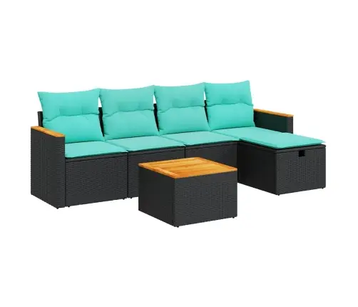 6-Daļīgs Dārza Dīvāna Komplekts, Matrači, Melna Pe Rotanpalma Vidaxl