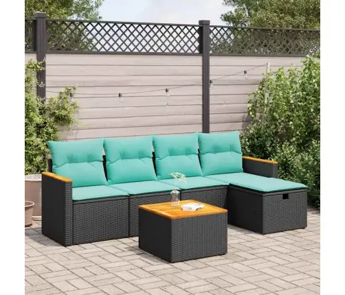 6-Daļīgs Dārza Dīvāna Komplekts, Matrači, Melna Pe Rotanpalma Vidaxl