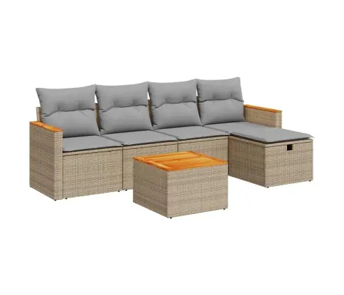 6-Daļīgs Dārza Dīvāna Komplekts, Matrači, Bēša Pe Rotangpalma Vidaxl