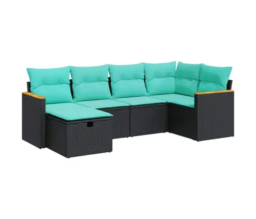 6-Daļīgs Dārza Dīvāna Komplekts, Matrači, Melna Pe Rotanpalma Vidaxl