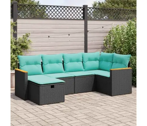 6-Daļīgs Dārza Dīvāna Komplekts, Matrači, Melna Pe Rotanpalma Vidaxl