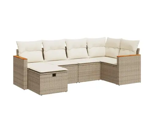 Sofos Komplektas Su Pagalvėlėmis, 6 Dalių, Smėlio, Poliratanas