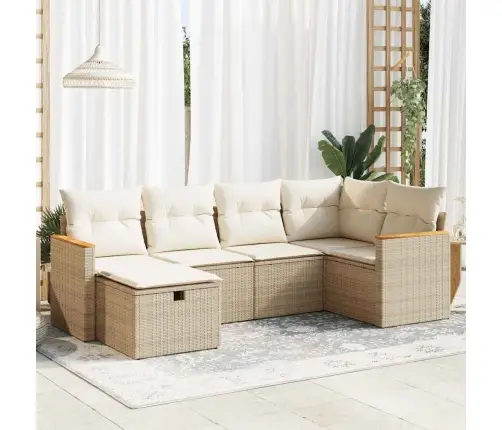 Sofos Komplektas Su Pagalvėlėmis, 6 Dalių, Smėlio, Poliratanas