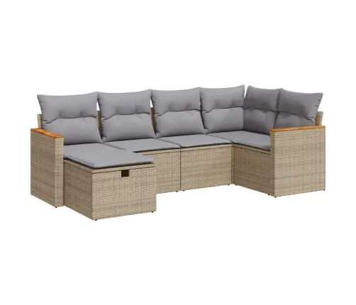 6-Daļīgs Dārza Dīvāna Komplekts, Matrači, Bēša Pe Rotangpalma Vidaxl