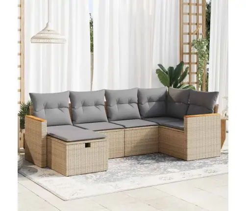 6-Daļīgs Dārza Dīvāna Komplekts, Matrači, Bēša Pe Rotangpalma Vidaxl