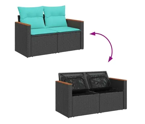 7-Daļīgs Dārza Dīvāna Komplekts Ar Matračiem, Melna Pe Vidaxl