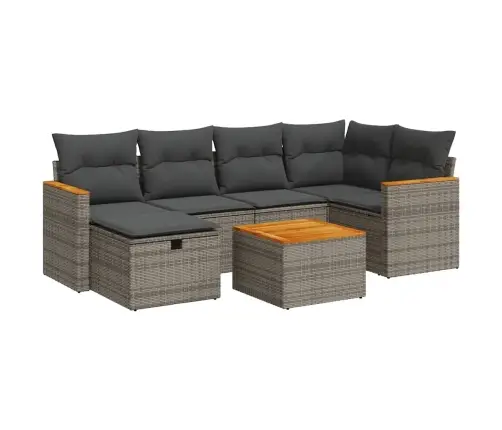 7-Daļīgs Dārza Dīvāna Komplekts, Matrači, Pelēka Pe Rotangpalma Vidaxl