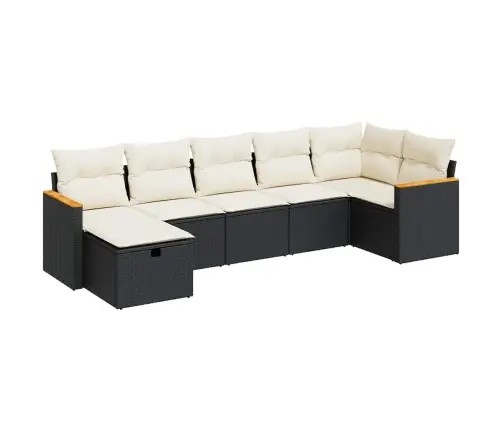 7-Daļīgs Dārza Dīvāna Komplekts Ar Matračiem, Melna Pe Vidaxl