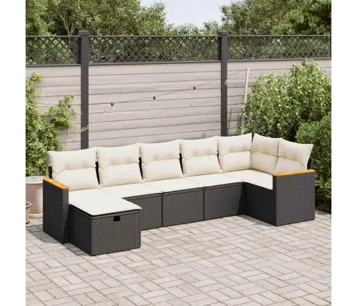 7-Daļīgs Dārza Dīvāna Komplekts Ar Matračiem, Melna Pe Vidaxl