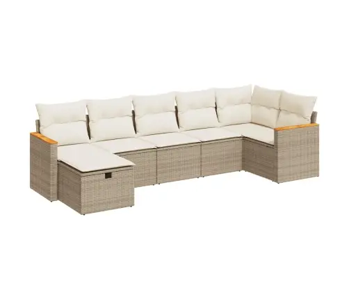 7-Daļīgs Dārza Dīvāna Komplekts, Matrači, Bēša Pe Rotangpalma Vidaxl