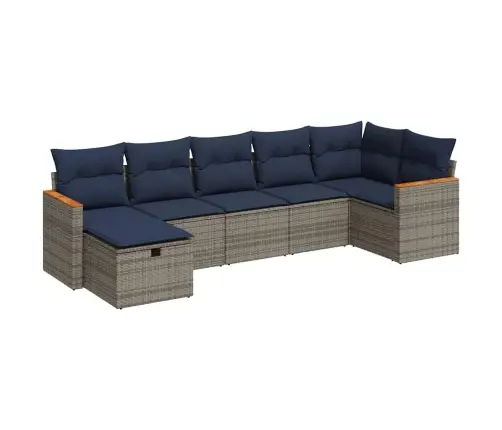 7-Daļīgs Dārza Dīvāna Komplekts, Matrači, Pelēka Pe Rotangpalma Vidaxl