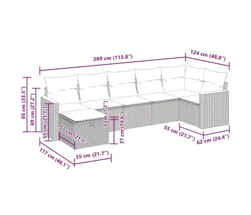 7-Daļīgs Dārza Dīvāna Komplekts, Matrači, Pelēka Pe Rotangpalma Vidaxl