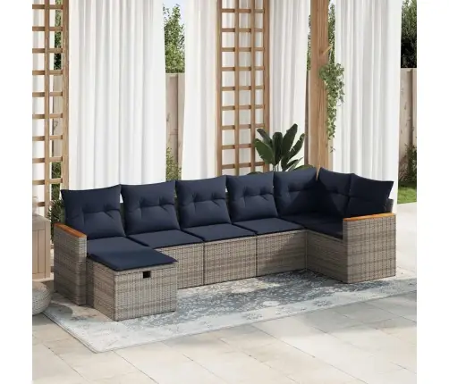 7-Daļīgs Dārza Dīvāna Komplekts, Matrači, Pelēka Pe Rotangpalma Vidaxl