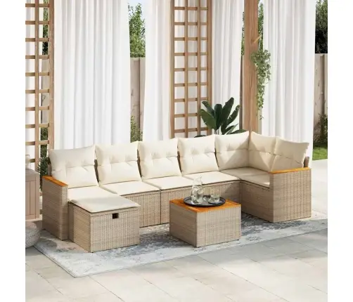 8-Osaline Aiadiivani Komplekt Patjadega, Beež, Polürotang