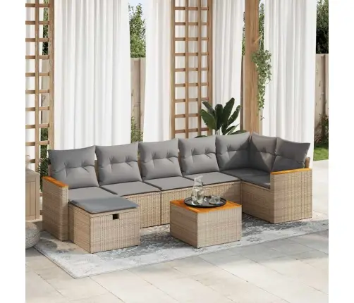 8-Daļīgs Dārza Dīvāna Komplekts, Matrači, Bēša Pe Rotangpalma Vidaxl